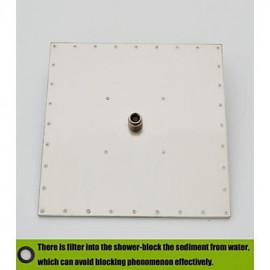 16 Inch Square Stainless Steel 304 Rainfall Shower Head With 3 Colors LED Temperature Sensitive Light