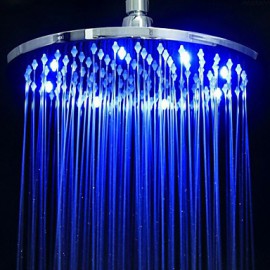 Modern Bathroom 10 Inch Round Brass LED Rain Shower Head Chrome