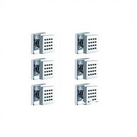 6pcs Square Body Sprays Massage Spa Shower Jets Brass Construction in Chrome