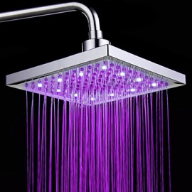 Chrome Finish Rectangular 3 Colors LED Shower Head