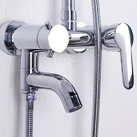 Chrome Finish Tub Shower Faucet with 8 inch Shower Head + Hand Shower