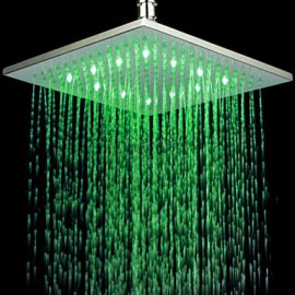 Monochrome LED Shower Nozzle Top Spray Shower Nozzle (Green)(10 Inch)