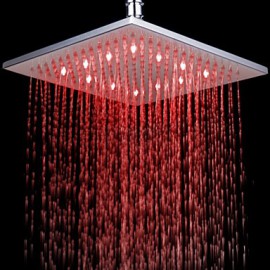 Monochrome LED Shower Nozzle Top Spray Shower Nozzle (Red)(10 Inch)