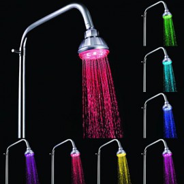 A Grade ABS Chrome Columnar Color Changing LED Shower Head Rain Shower