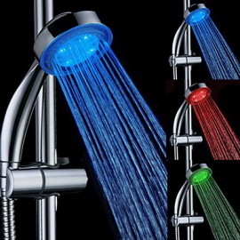 3 Colors Magic Temperature Controlled LED Faucet Top Spray Shower Head Bathroom Showerheads