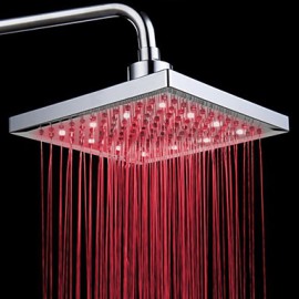 Chrome Finish Rectangular Temperature-controlled 3 Colors LED Shower Head