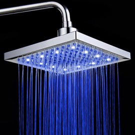 Chrome Finish Rectangular Temperature-controlled 3 Colors LED Shower Head