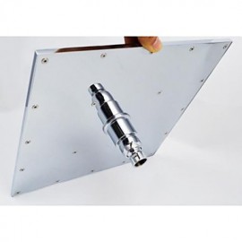 12 Inch Square Brass Rainfall Shower Head With 3 Colors Temperature Sensitive LED