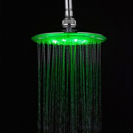 8 Inch A Grade ABS Chrome Finish Round 3 Colors LED Rain Shower Head - Silver