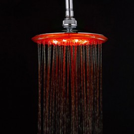 8 Inch A Grade ABS Chrome Finish Round 3 Colors LED Rain Shower Head - Silver