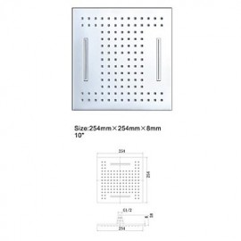 10 Inch Square Brass Chrome Bathroom Waterfall And Rain Shower Head