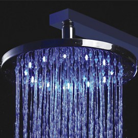 10 Inch Round Chrome Rainfall 3 Colors Temperature Sensitive LED Shower Head