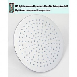 10 Inch Round Chrome Rainfall 3 Colors Temperature Sensitive LED Shower Head