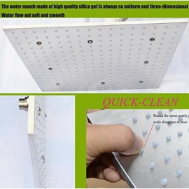 20 Inch Rectangular Brushed Rainfall Bathroom Shower Head With 3 Colors LED Temperature Sensitive Big Lamp