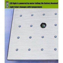 20 Inch Rectangular Brushed Rainfall Bathroom Shower Head With 3 Colors LED Temperature Sensitive Big Lamp