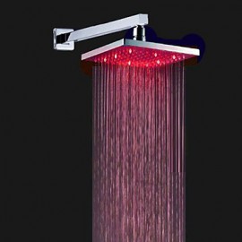 Chrome Polished ABS 3 Colors Changing Sqaure Showerhead 8" Rain Shower Head