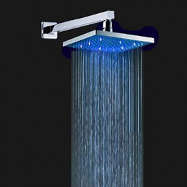 Chrome Polished ABS 3 Colors Changing Sqaure Showerhead 8" Rain Shower Head