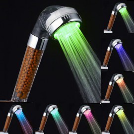 Contemporary Chrome Finish Color Changing Water Purification LED Showerhead