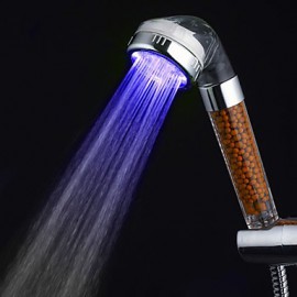 Contemporary Chrome Finish Color Changing Water Purification LED Showerhead