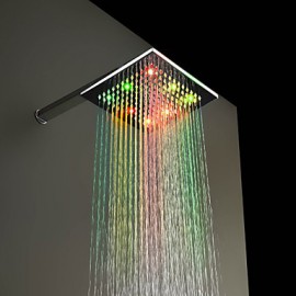 7 Colors Changing LED Chrome Shower Faucet Head of 8 inch