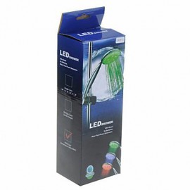 7 Colors Rounded LED Light Top Spray Shower Head Bathroom Showerheads with Chrome Coated