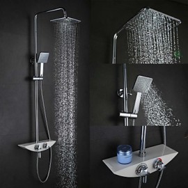 High Quality Fashion Wall-Mounted Brass Chrome 38 Degrees Smart Thermostatic Shower Faucets Set - Silver