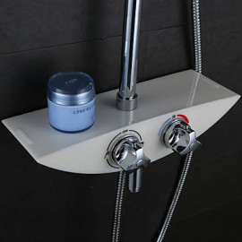 High Quality Fashion Wall-Mounted Brass Chrome 38 Degrees Smart Thermostatic Shower Faucets Set - Silver