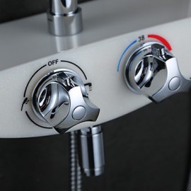 High Quality Fashion Wall-Mounted Brass Chrome 38 Degrees Smart Thermostatic Shower Faucets Set - Silver