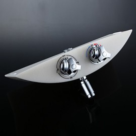 High Quality Fashion Wall-Mounted Brass Chrome 38 Degrees Smart Thermostatic Shower Faucets Set - Silver