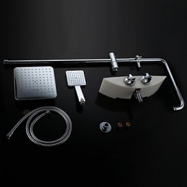 High Quality Fashion Wall-Mounted Brass Chrome 38 Degrees Smart Thermostatic Shower Faucets Set - Silver