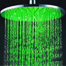 16" Temperature Control 24-LED RGB Light 304 Stainless Steel Wire Drawing Processing Round Shower Head - Silver