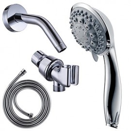 Polished Chrome Bath SEVEN Function Handheld Shower Head with Extra Long Hose and Shower Arm Mount