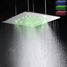 20 Inch Stainless Steel 304 Atomizing And Rainfall LED 3 Colors Temperature Sensitive Bathroom Shower Head