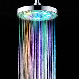 8 Inch A Grade ABS Chrome Finish Round 7 Colors LED Rain Shower Head - Silver