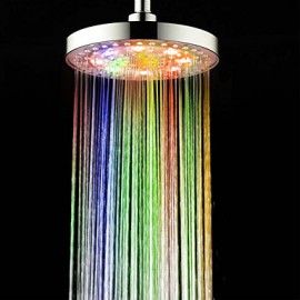 8 Inch A Grade ABS Chrome Finish Round 7 Colors LED Rain Shower Head - Silver