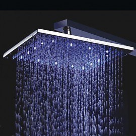 10 Inch Square Chrome 3 Colors LED Temperature Sensitive Rainfall Shower Head