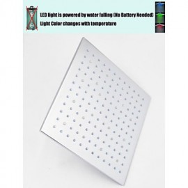 10 Inch Square Chrome 3 Colors LED Temperature Sensitive Rainfall Shower Head