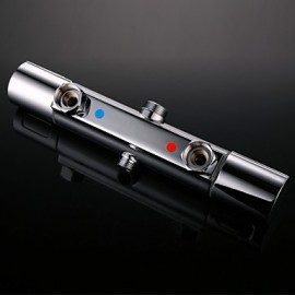 Contemporary Wall Hanging Type Brass Chrome 38 Degrees Smart Thermostatic Shower Faucets Set - Silver