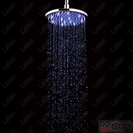 8 Inch Round Brass 3 Colors LED Rain Shower Contemporary LED / LED Rainfall Shower Heads
