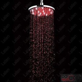 8 Inch Round Brass 3 Colors LED Rain Shower Contemporary LED / LED Rainfall Shower Heads