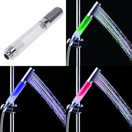 A Grade ABS Chrome Columnar Temperature Control Heat Sensor LED Hanldheld Shower head