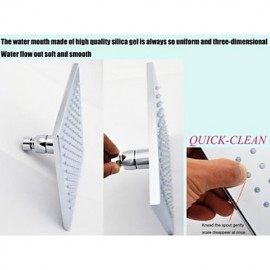 8 Inch Square Chrome Overhead LED Rainfall Shower Head With 3 Colors Changing LED