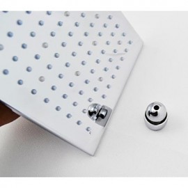 8 Inch Square Chrome Overhead LED Rainfall Shower Head With 3 Colors Changing LED