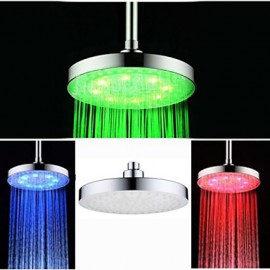 8 Inch Chrome Temperature Control Heat Sensor Colorful LED Shower Head Rain Shower