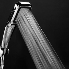 Supercharged Energy-saving Handheld Chrome-plated Hand Shower - Silver + Black