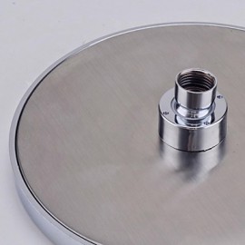 Chrome Extra Large 8-Inch Drenching Rain Fall Shower Head Fixed Mount with Swivel 1/2 Metal Ball Connector