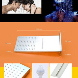 Wall Mounted 304 Stainless Steel Chrome With Rainfall And Waterfall Thermostatic Top Spray Shower Sets