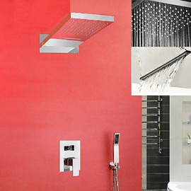 Wall Mounted 304 Stainless Steel Chrome With Rainfall And Waterfall Thermostatic Top Spray Shower Sets