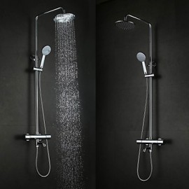 Contemporary Fashion Wall Hanging Type Brass Chrome 38 Degrees Smart Thermostatic Shower Faucets Set - Silver