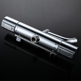 Contemporary Fashion Wall Hanging Type Brass Chrome 38 Degrees Smart Thermostatic Shower Faucets Set - Silver